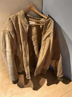 Basic Options Vintage 100% Leather Suede Bomber Jacket